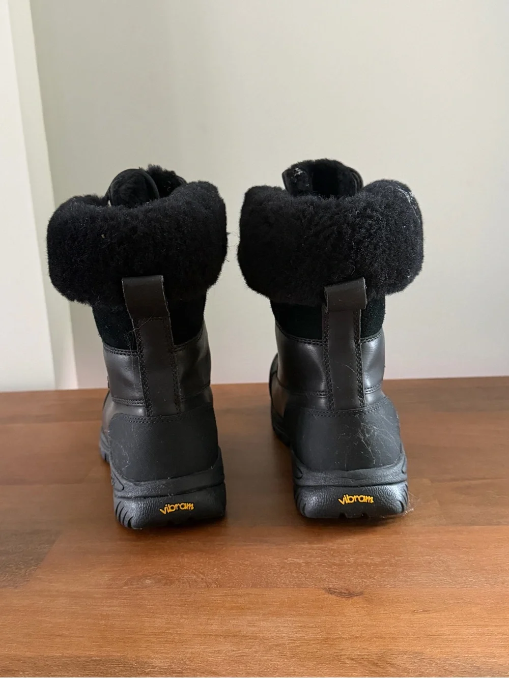 UGG Adirondack Black Shearling-Lined Lace-Up Boots